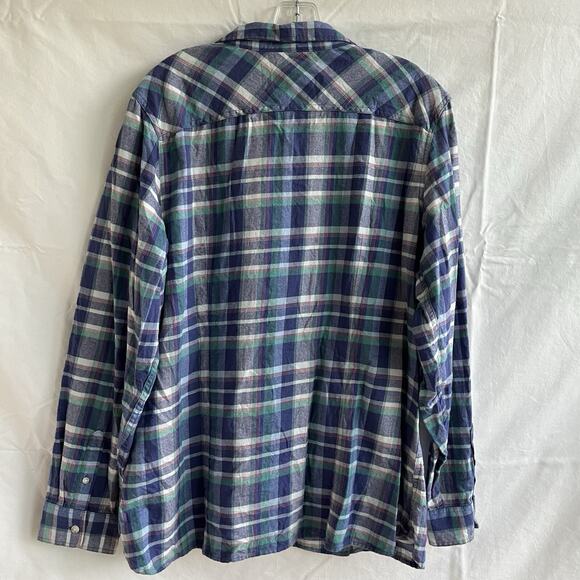 L.L. Bean windowpane plaid shirt 100% cotton, size XL, long sleeve patch pockets - Picture 5 of 6